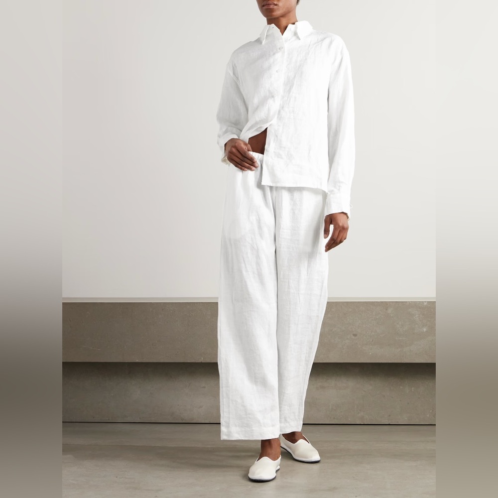 Deiji Studios White Linen Pants